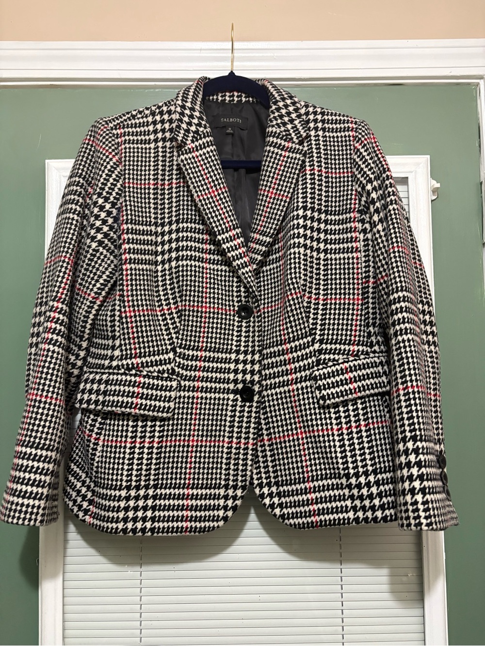 Talbots Two Button Houndstooth Blazer 12